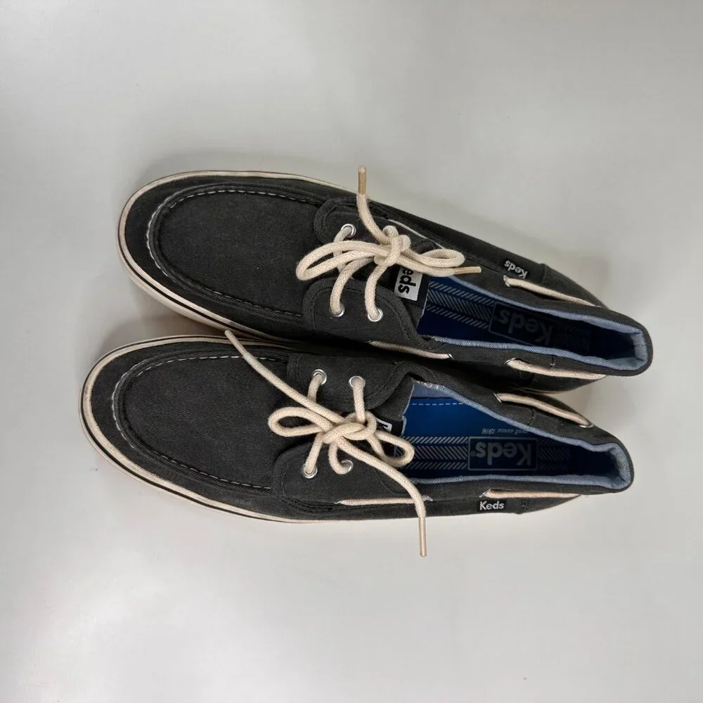 Keds Women's Charcoal Gray Color Canvas Boat Shoes Size 10